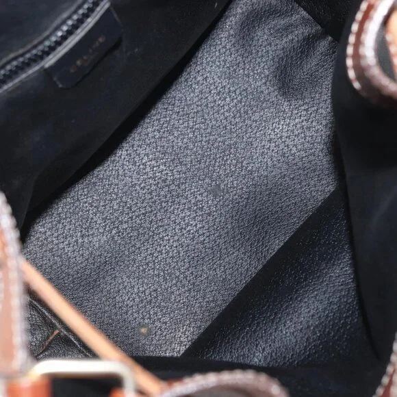 Authentic CELINE Shoulder Bag Leather Black Gold - Picture 7 of 16